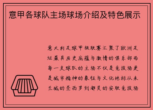 意甲各球队主场球场介绍及特色展示